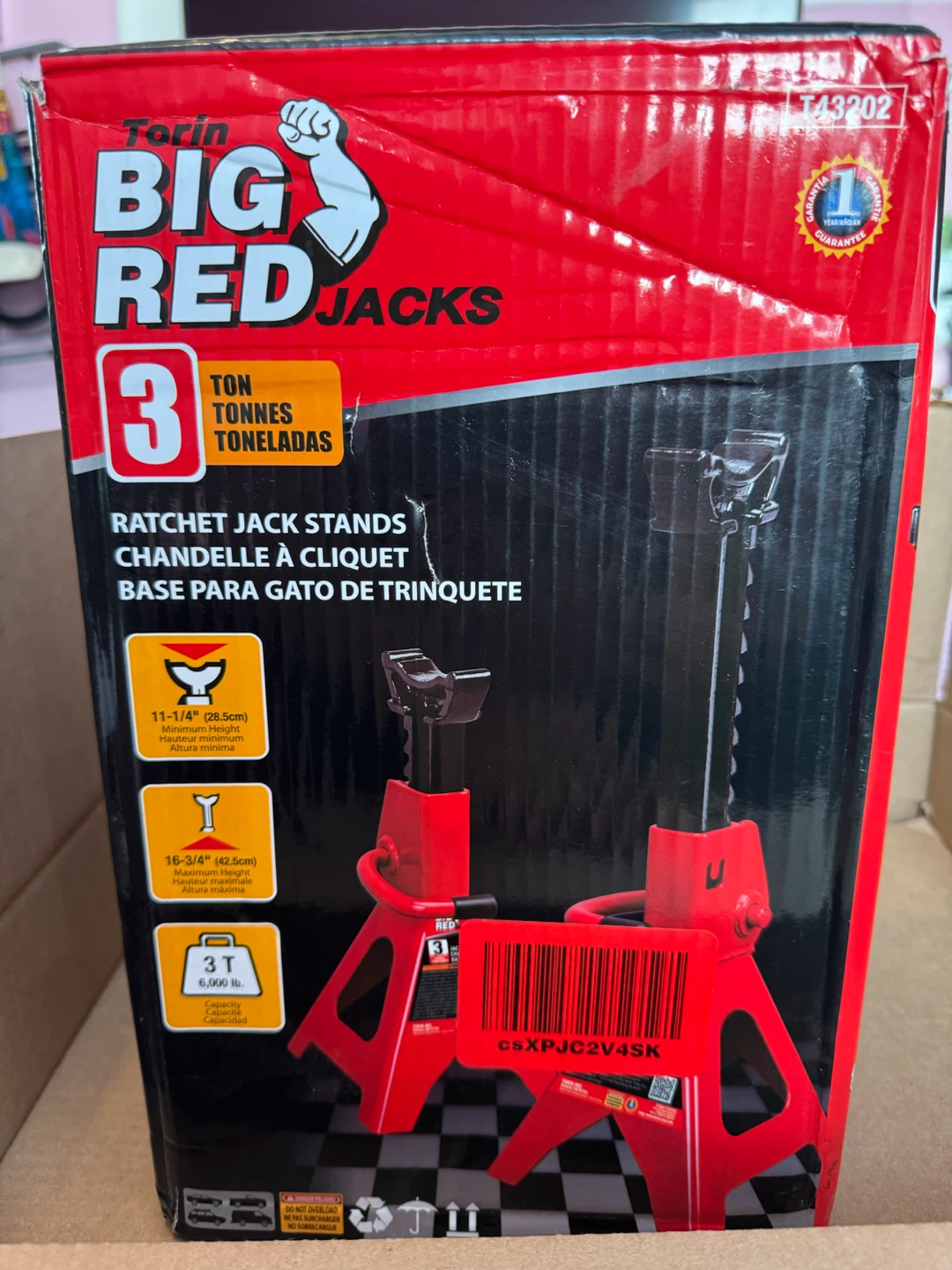 BIG RED 3 Ton (6,000 lb) T43202 Torin Steel Jack Stands