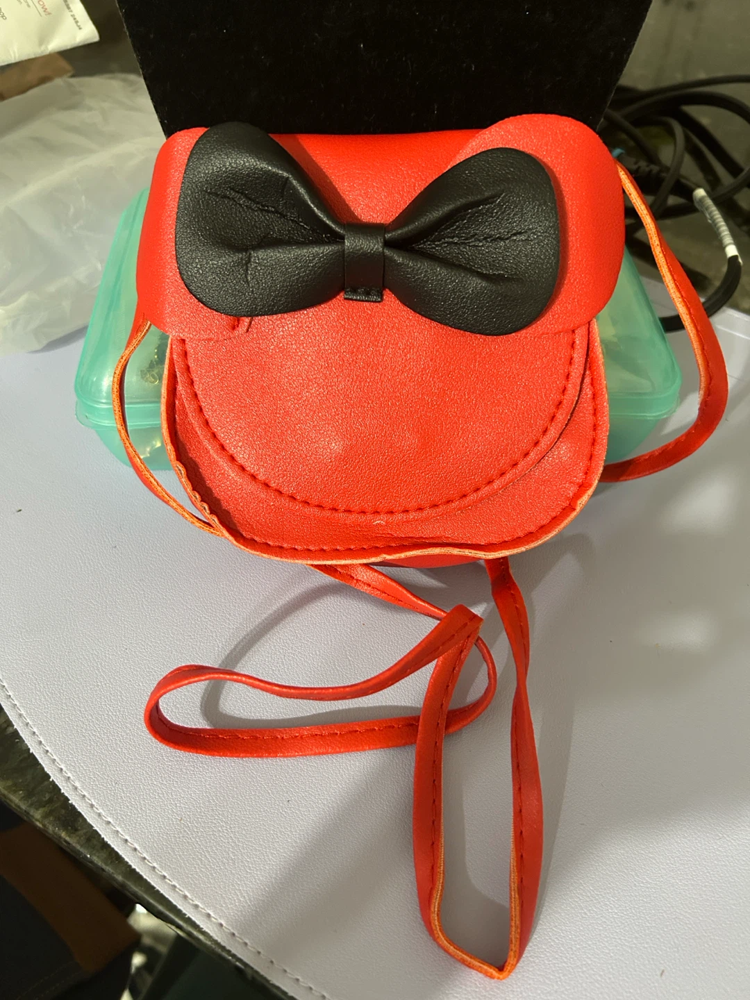 Red Kids Purse with Black Bow - photo 4