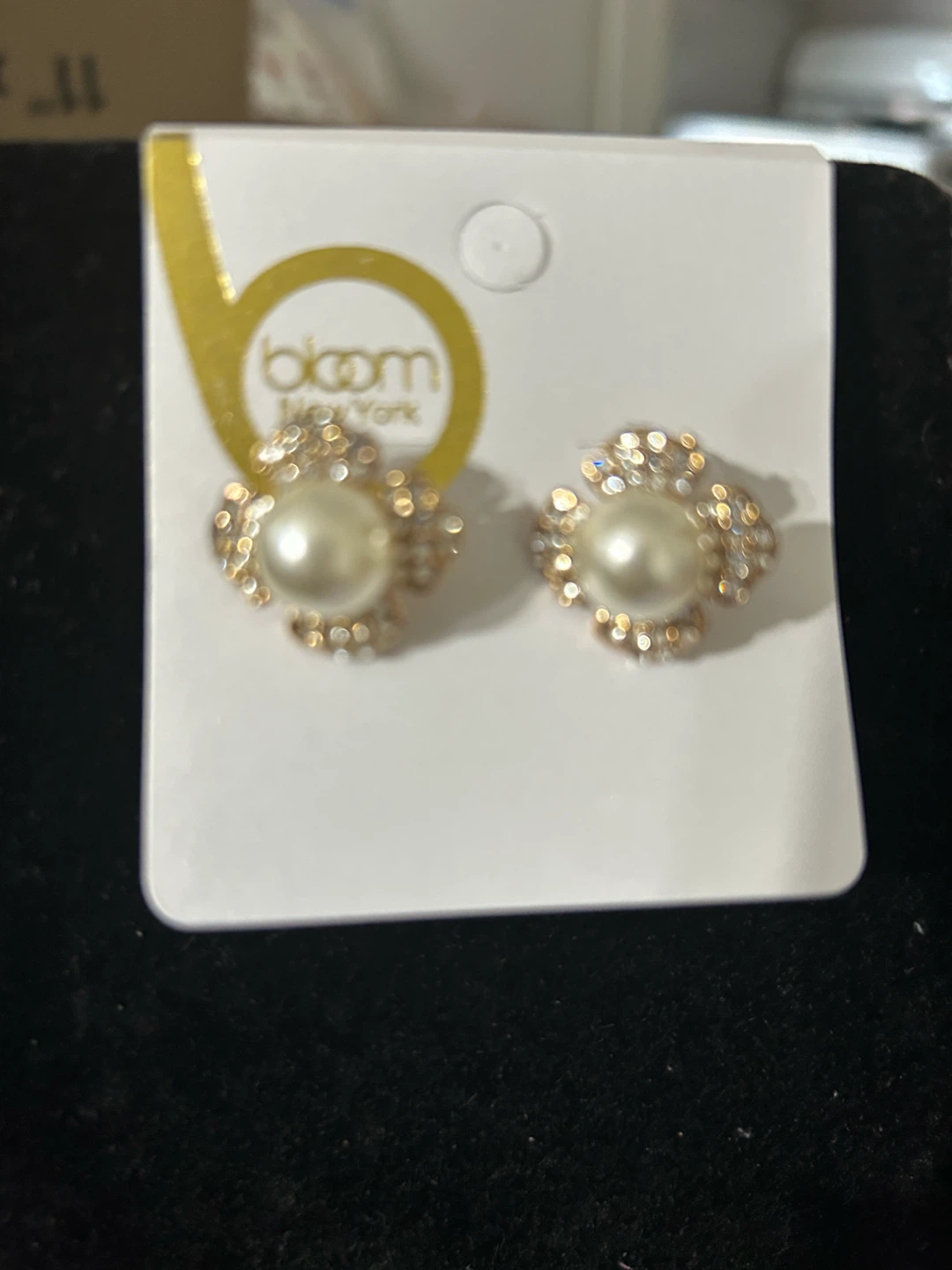 Bloom New York Pearl & Crystal Flower Earrings