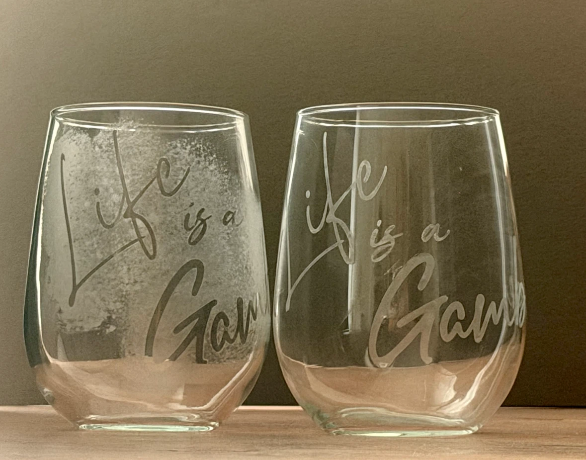 Set of 2 Stemless Wine Glasses Life is a Gamble
