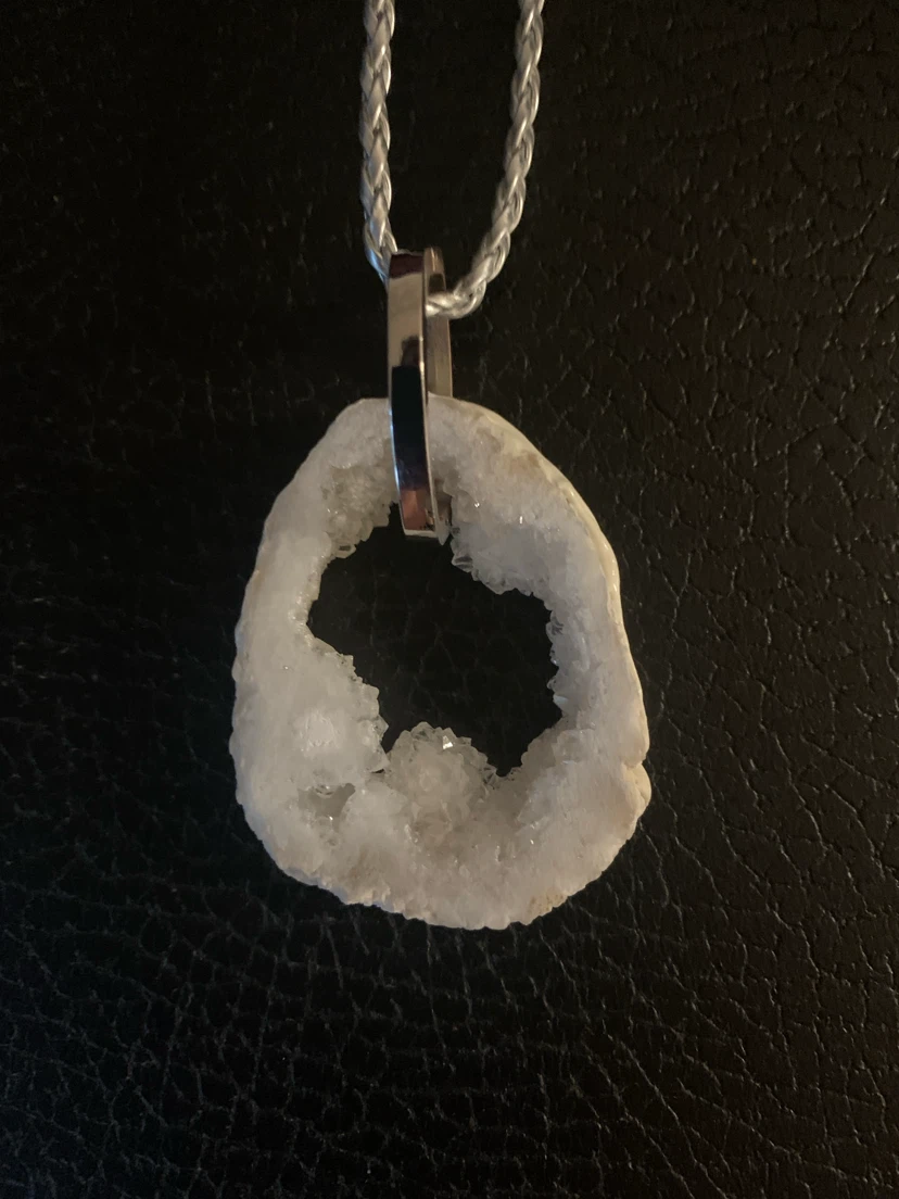 Natural Geode Slice Pendant Necklace