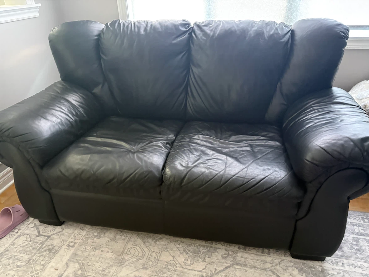 Black Leather Sofa Set (2-seater, 1-seater, 3-seater) - photo 2