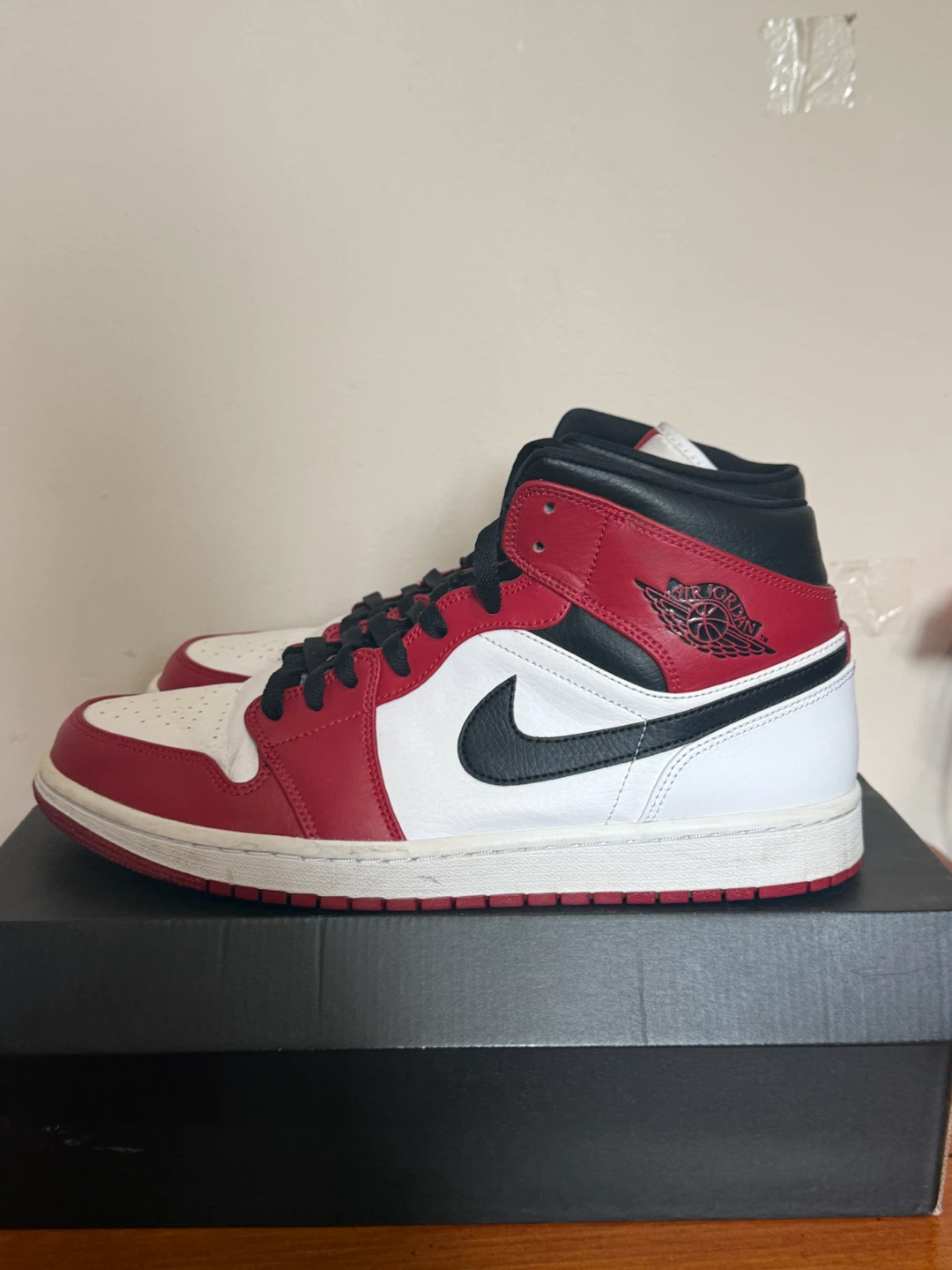 Air Jordan 1 Mid White/Gym Red-Black – US Size 11