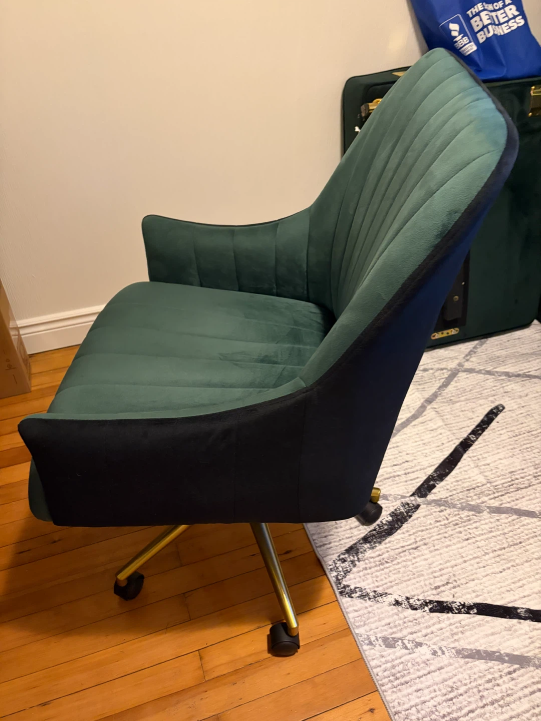 Emerald Green Velvet Office Chair - photo 2