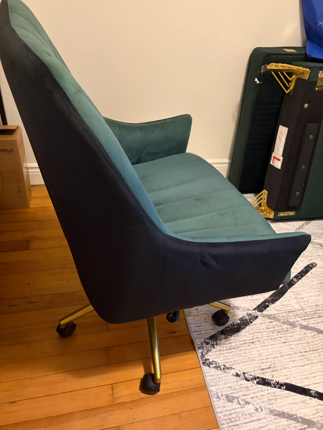 Emerald Green Velvet Office Chair - photo 3