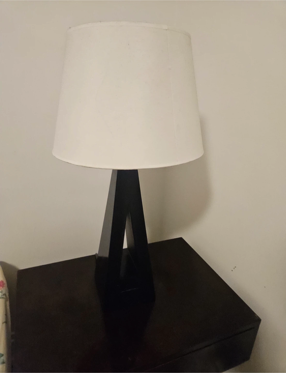 2 Black Table Lamps with White Shades