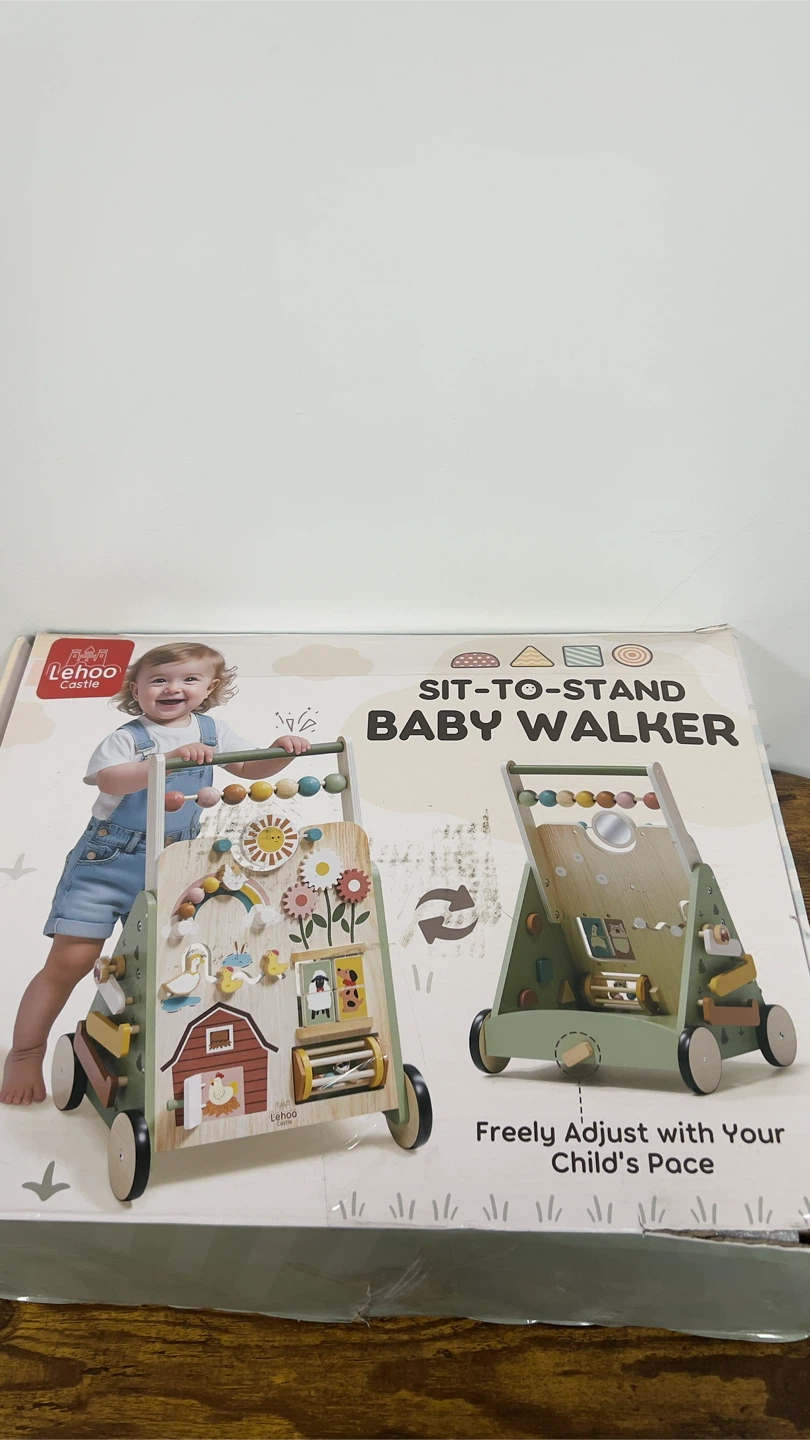 Lehoo Castle Unicorn Wooden Sit-to-Stand Baby Walker