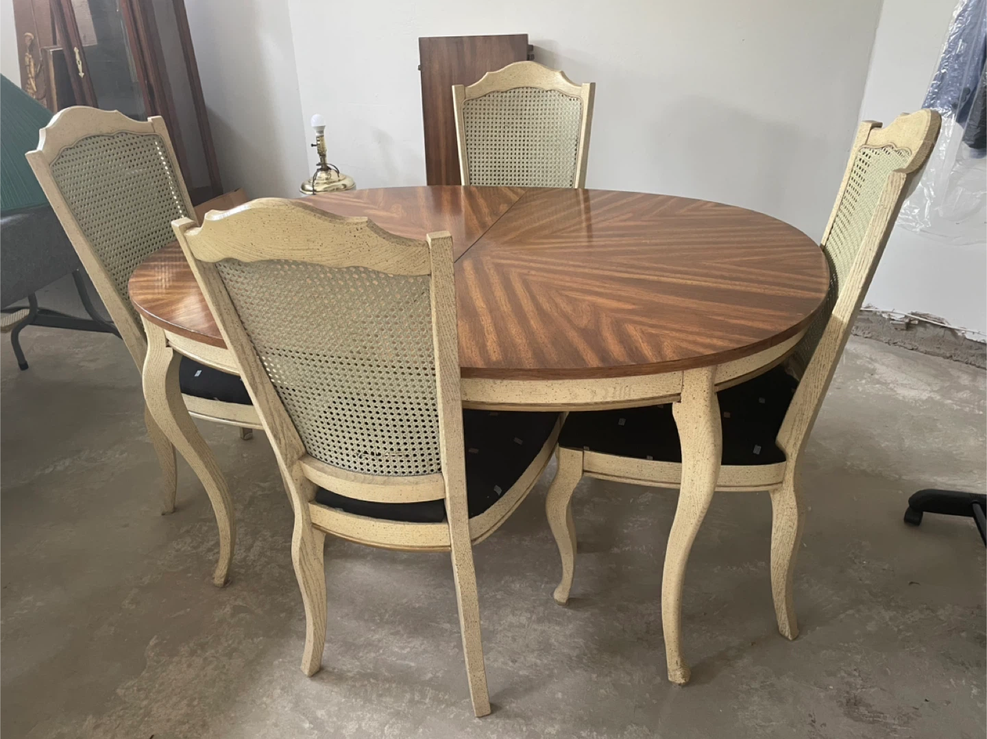 Oval Dining Table with 4 Cane Back Chairs