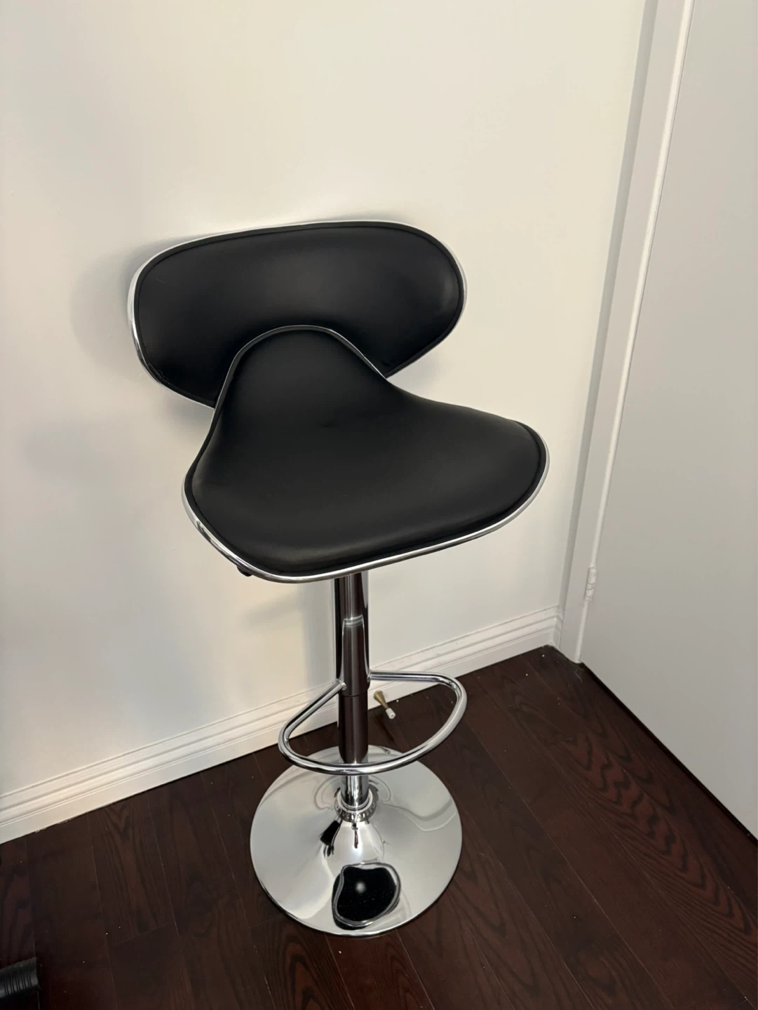 Modern Black and Chrome Swivel Bar Stool