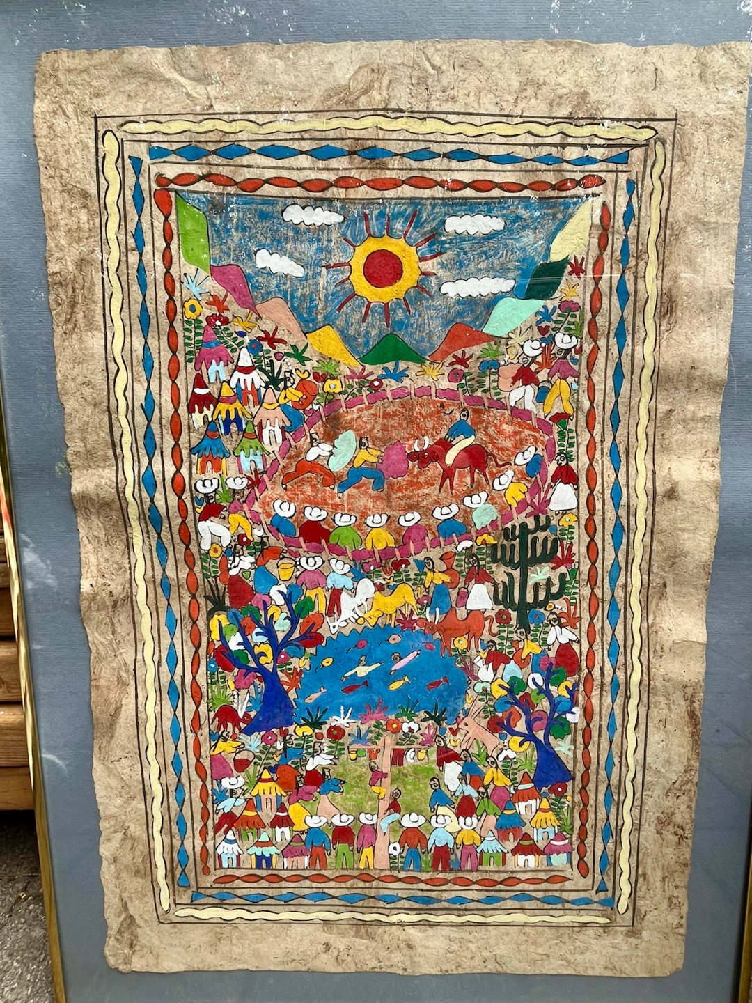 Framed Folk Art Painting - photo 2