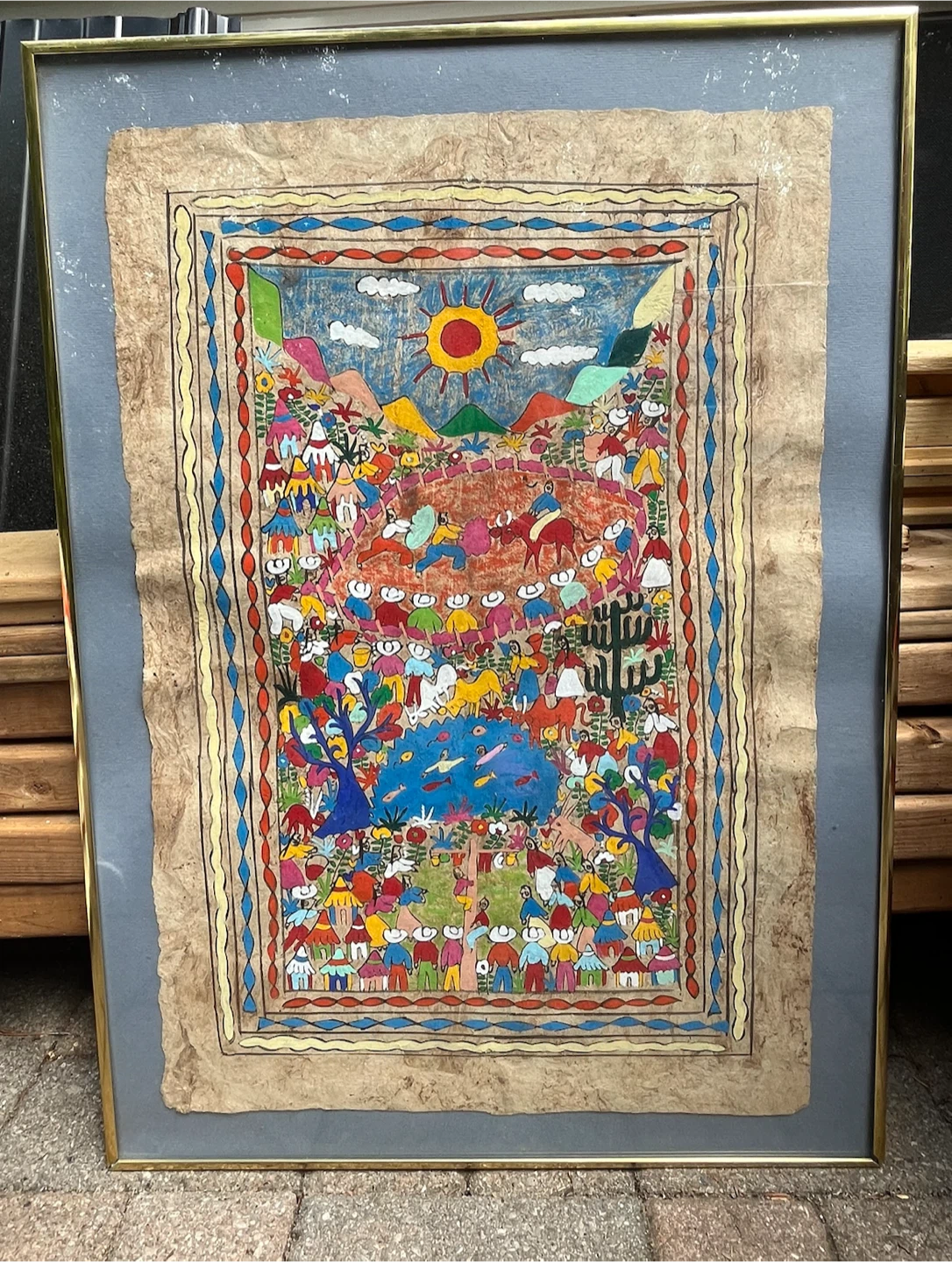 Framed Folk Art Painting - photo 4