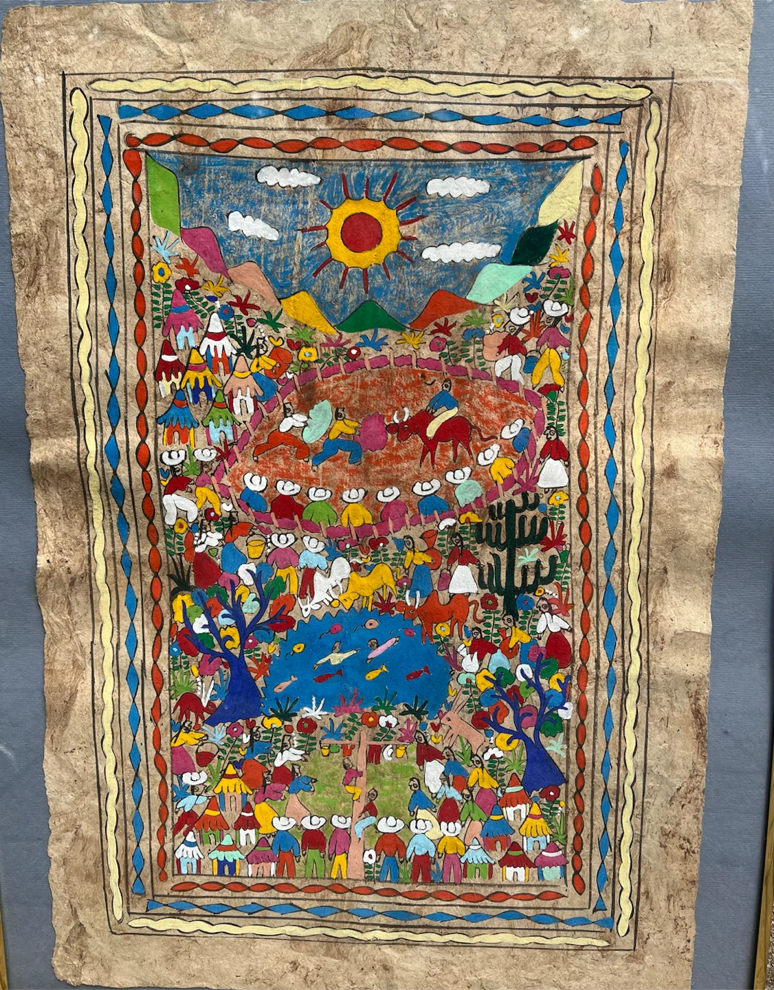 Framed Folk Art Painting - photo 5