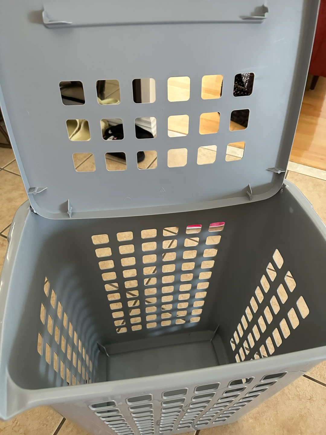 Grey Plastic Laundry Basket with Lid - photo 2
