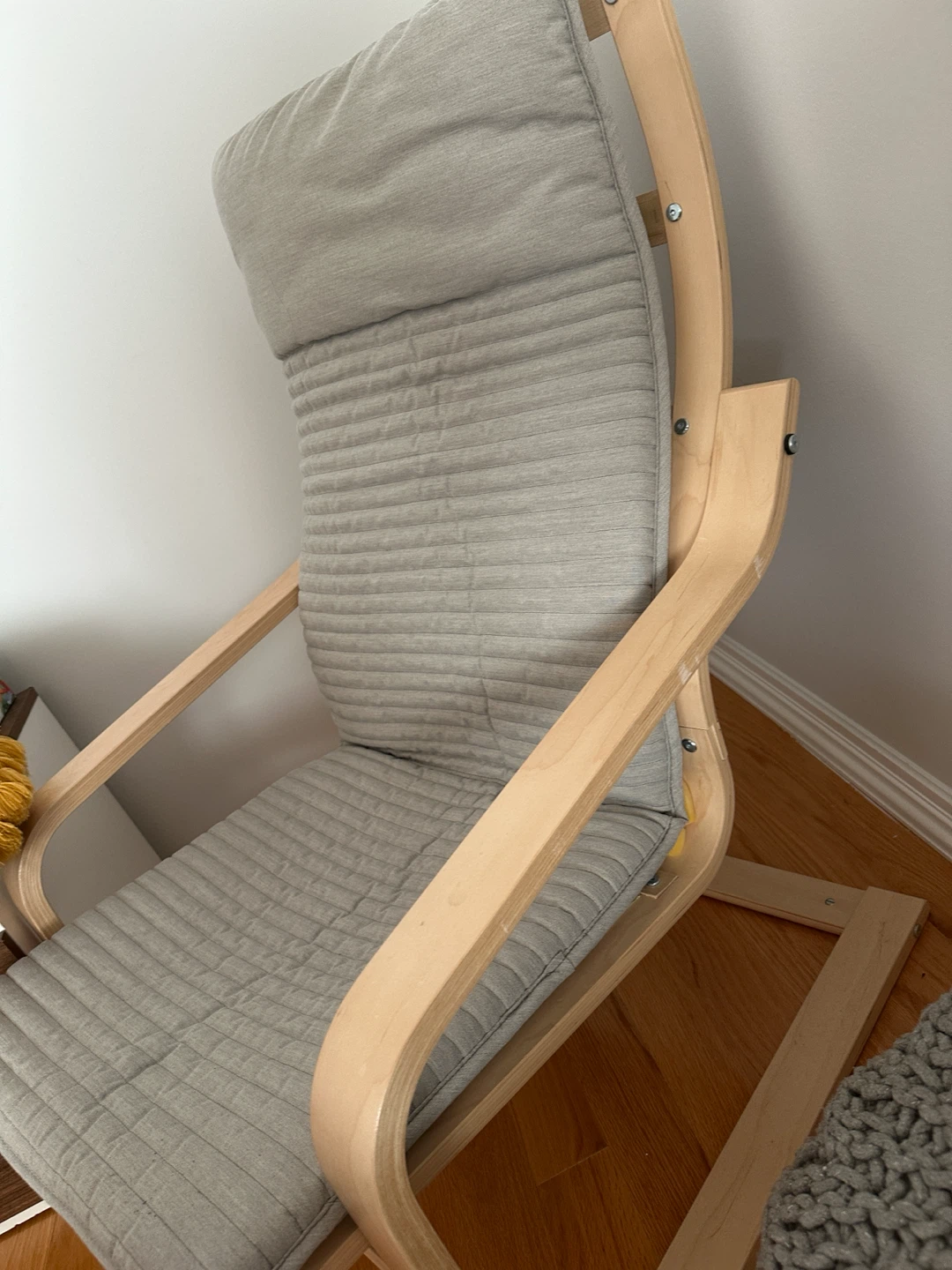 IKEA Poäng Armchair - Light Wood Frame & Grey Cushion - photo 2