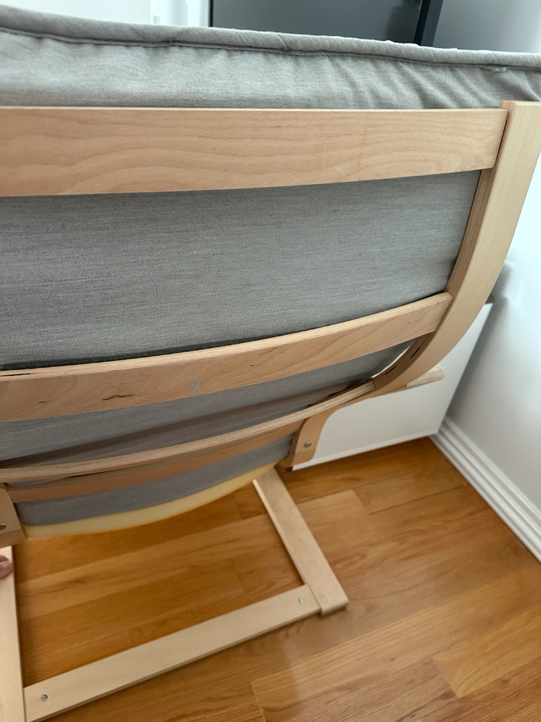 IKEA Poäng Armchair - Light Wood Frame & Grey Cushion - photo 3