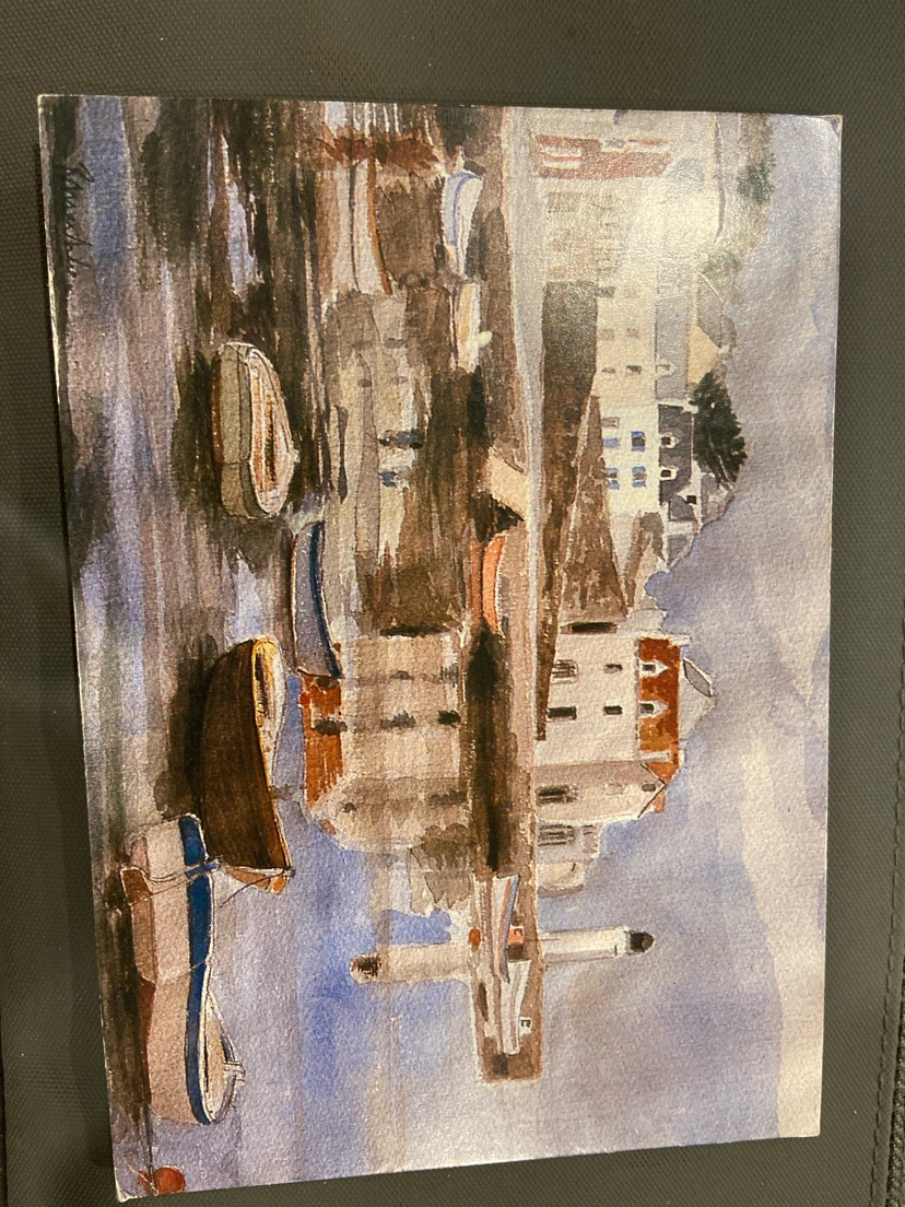 Watercolour Painting Postcard - Port de Sauzon, Belle Île en Mer