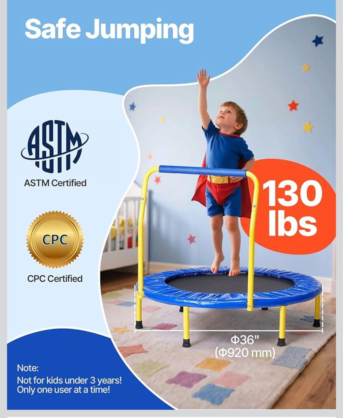 VEVOR 3FT Trampoline for Kids