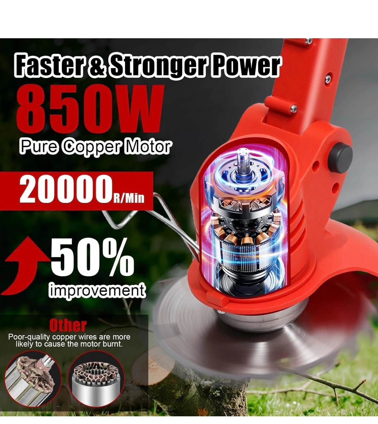 21V Cordless Weed Wacker and Grass Trimmer with 2.0Ah Battery - photo 3