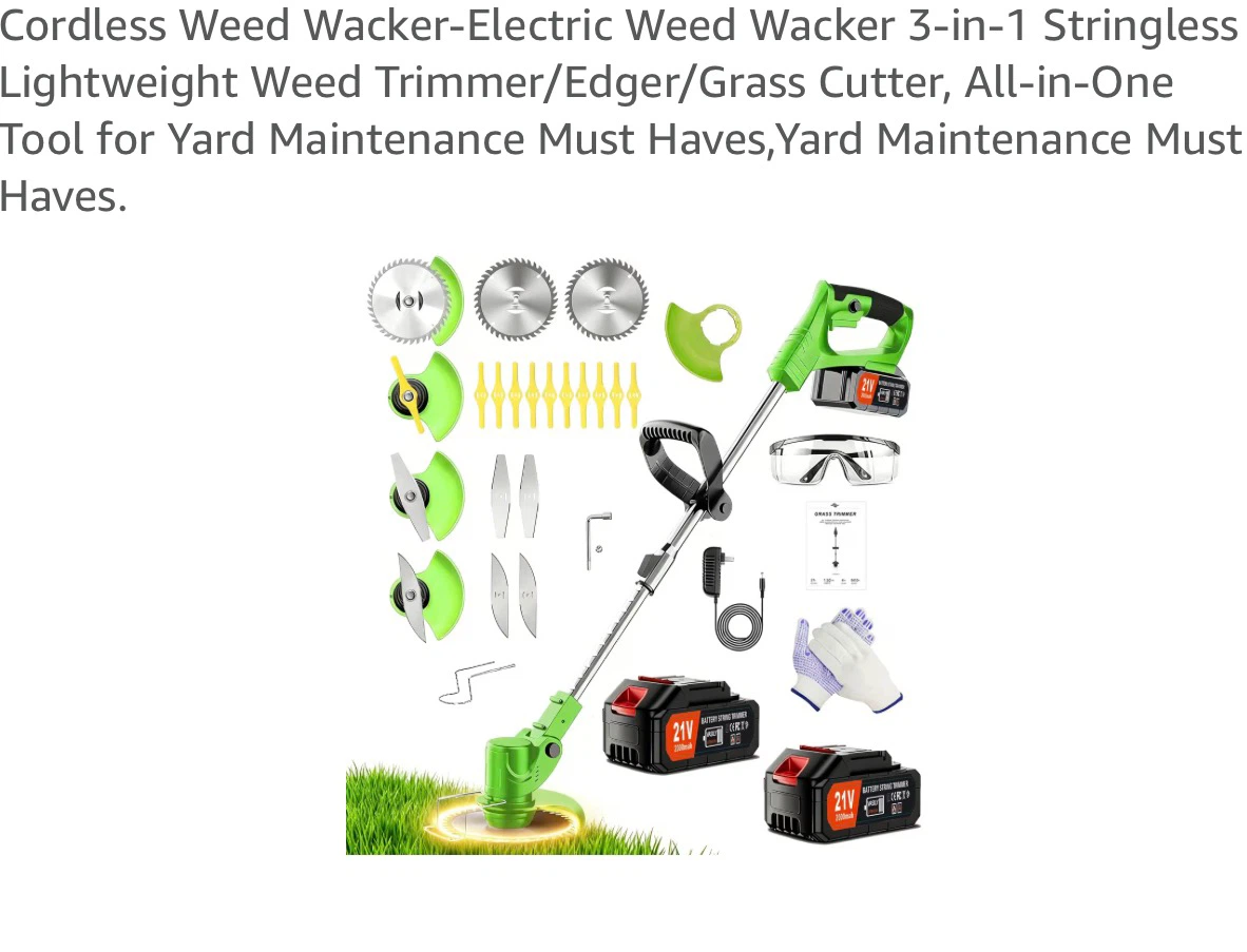 Cordless Weed Wacker 3-in-1 Stringless  Trimmer/Edger/Grass