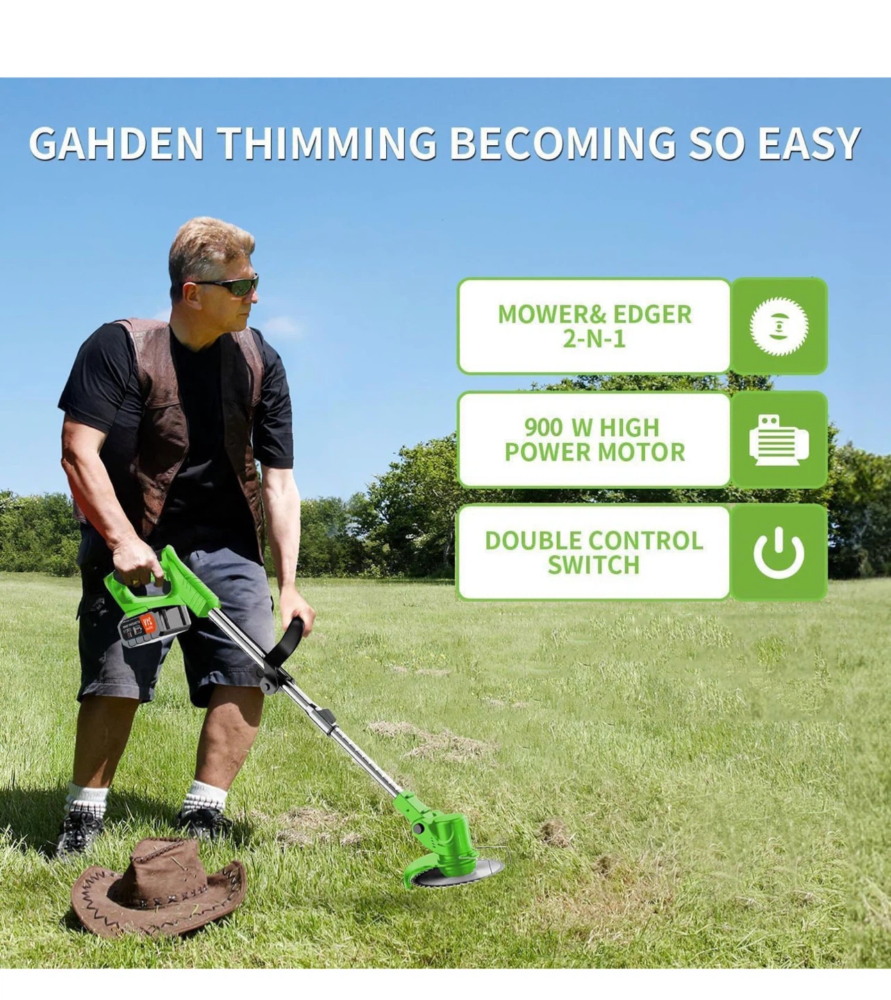 Cordless Weed Wacker 3-in-1 Stringless  Trimmer/Edger/Grass - photo 4