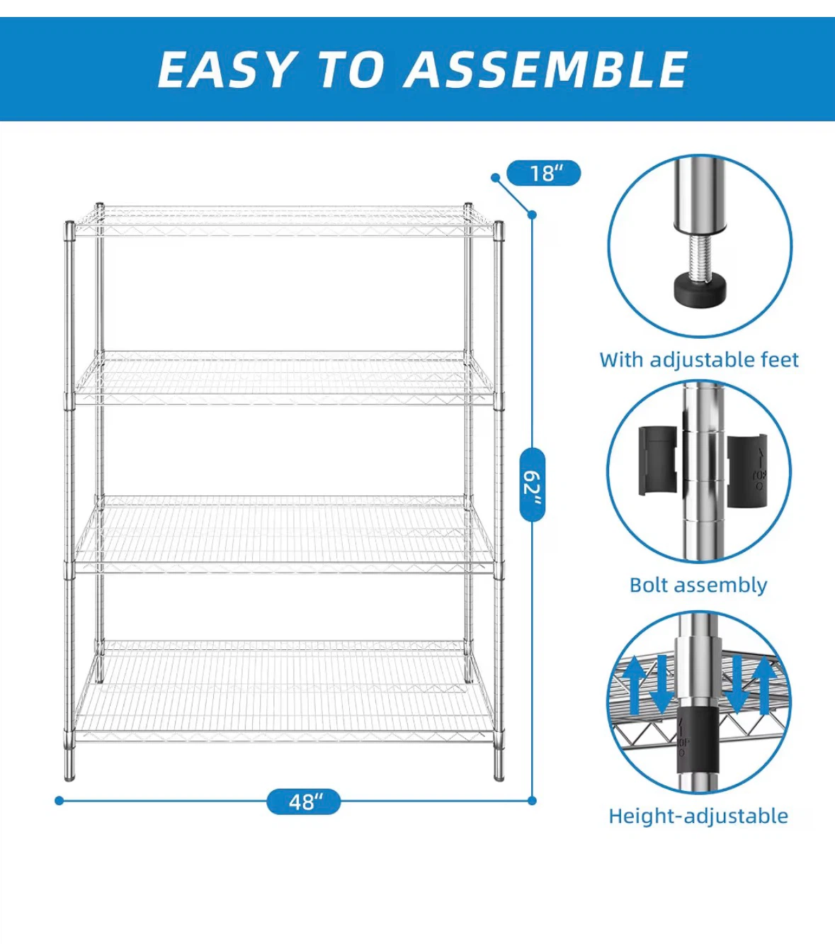 5-Tier Metal Wire Shelving Unit - photo 3