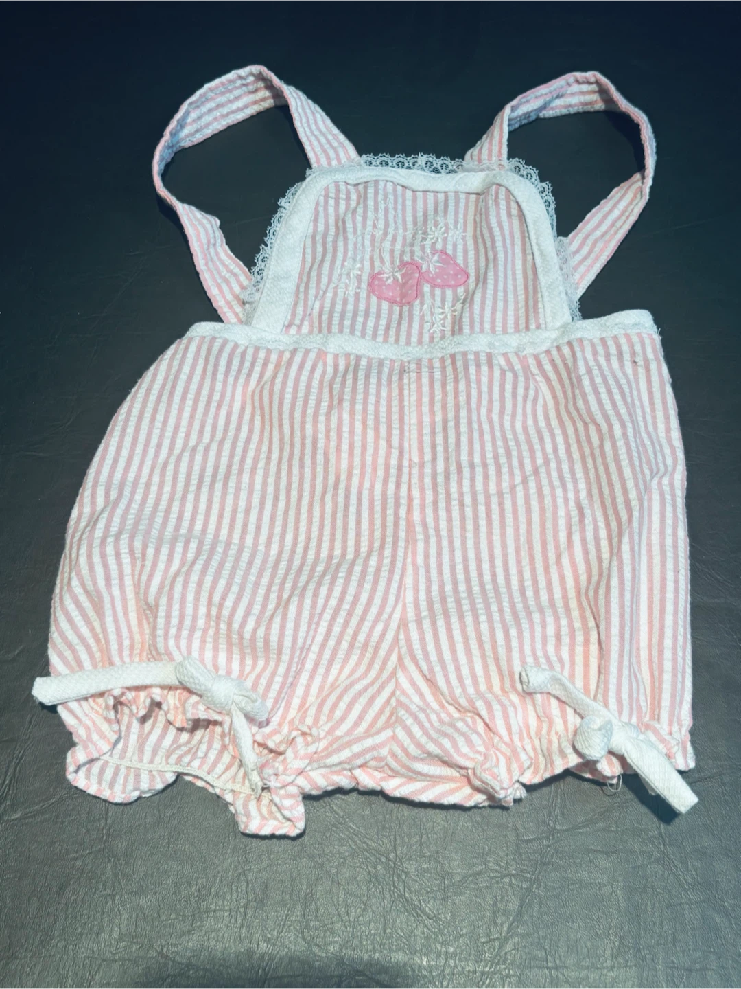 New Baby Girl Strawberry Seersucker Overalls