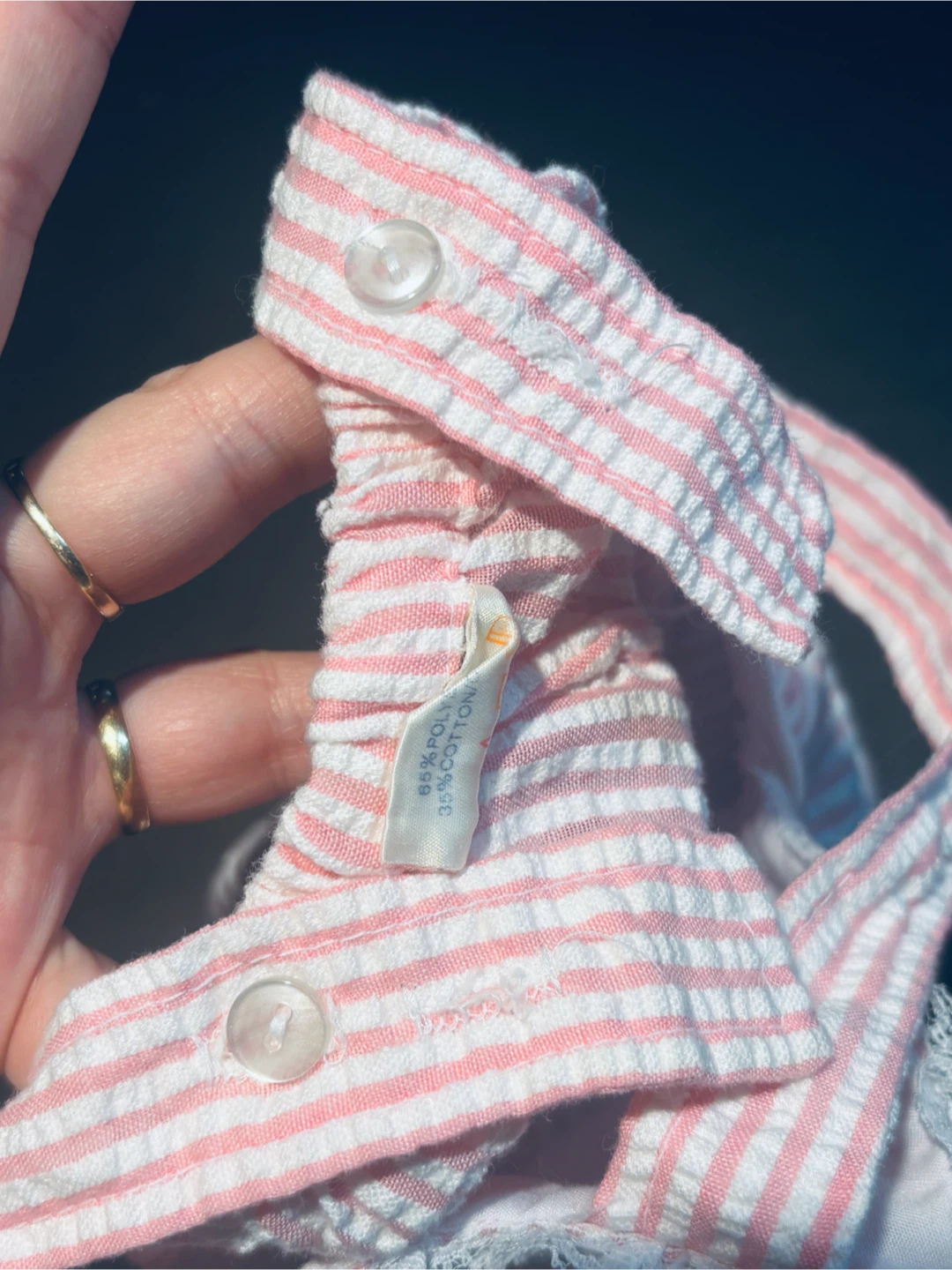 New Baby Girl Strawberry Seersucker Overalls - photo 3