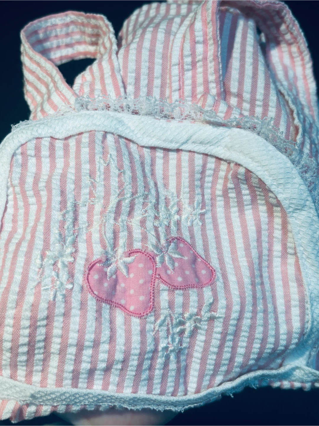 New Baby Girl Strawberry Seersucker Overalls - photo 4
