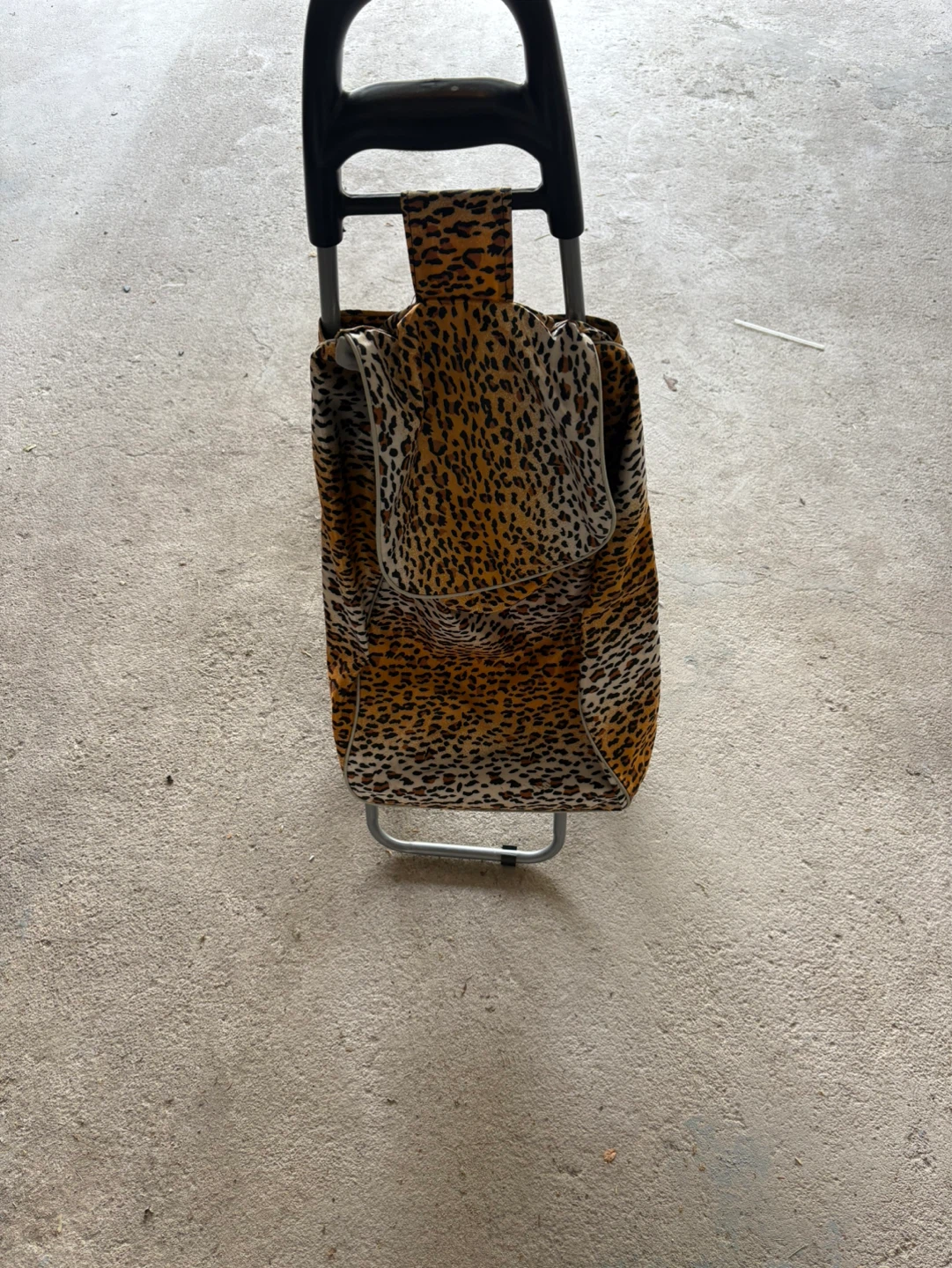 Leopard Print Rolling Shopping Cart