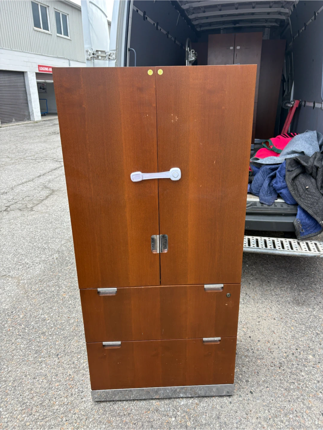 Free delivery used Wooden Cabinet with Shelves and Drawers
