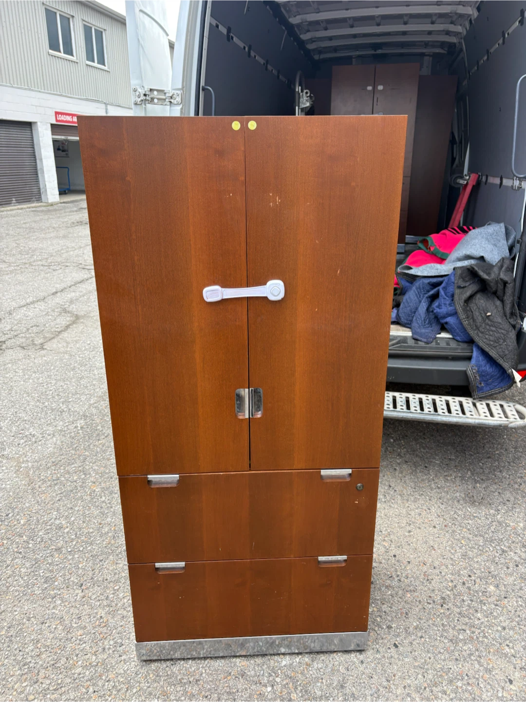 Free delivery used Wooden Cabinet with Shelves and Drawers - photo 2
