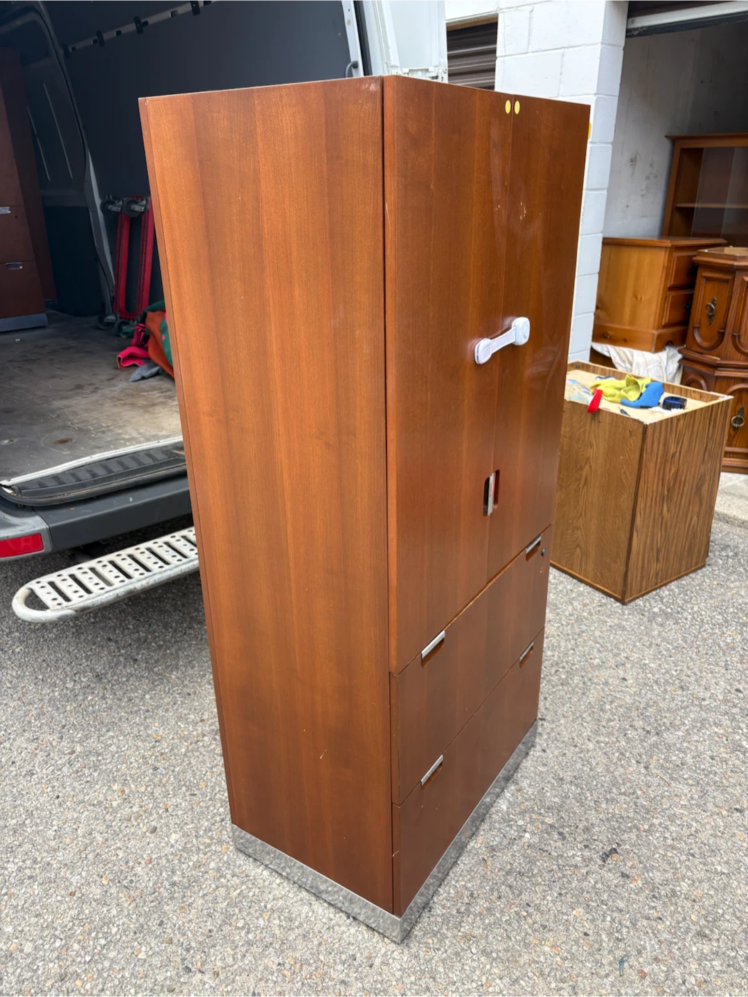 Free delivery used Wooden Cabinet with Shelves and Drawers - photo 3