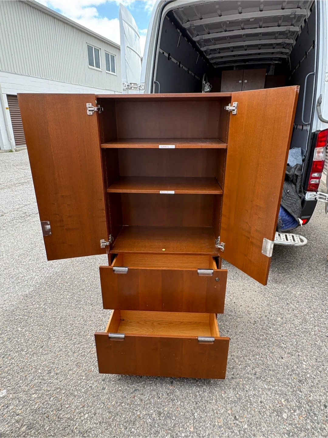 Free delivery used Wooden Cabinet with Shelves and Drawers - photo 5