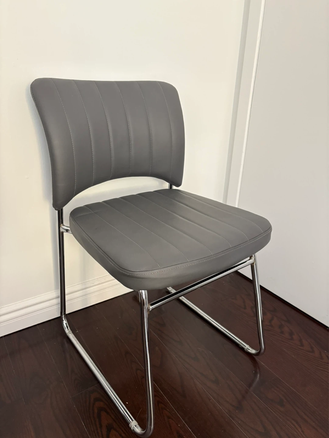 Grey Faux Leather Accent Chair