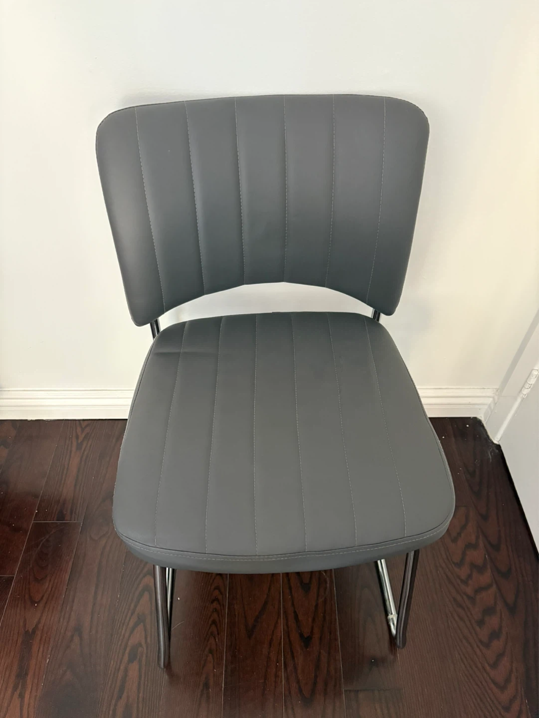 Grey Faux Leather Accent Chair - photo 2