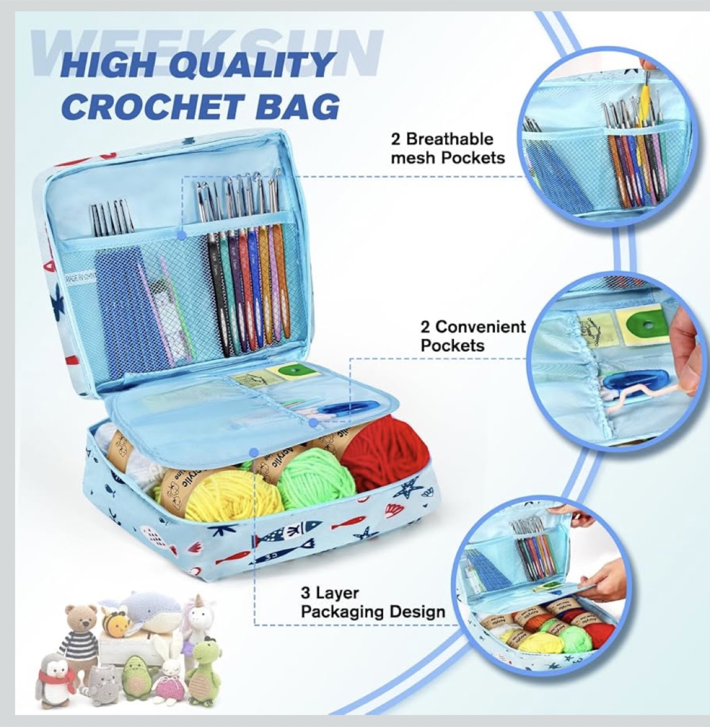 64 Pcs Crochet Kit with Bag and Yarn 2 for $20 - photo 2