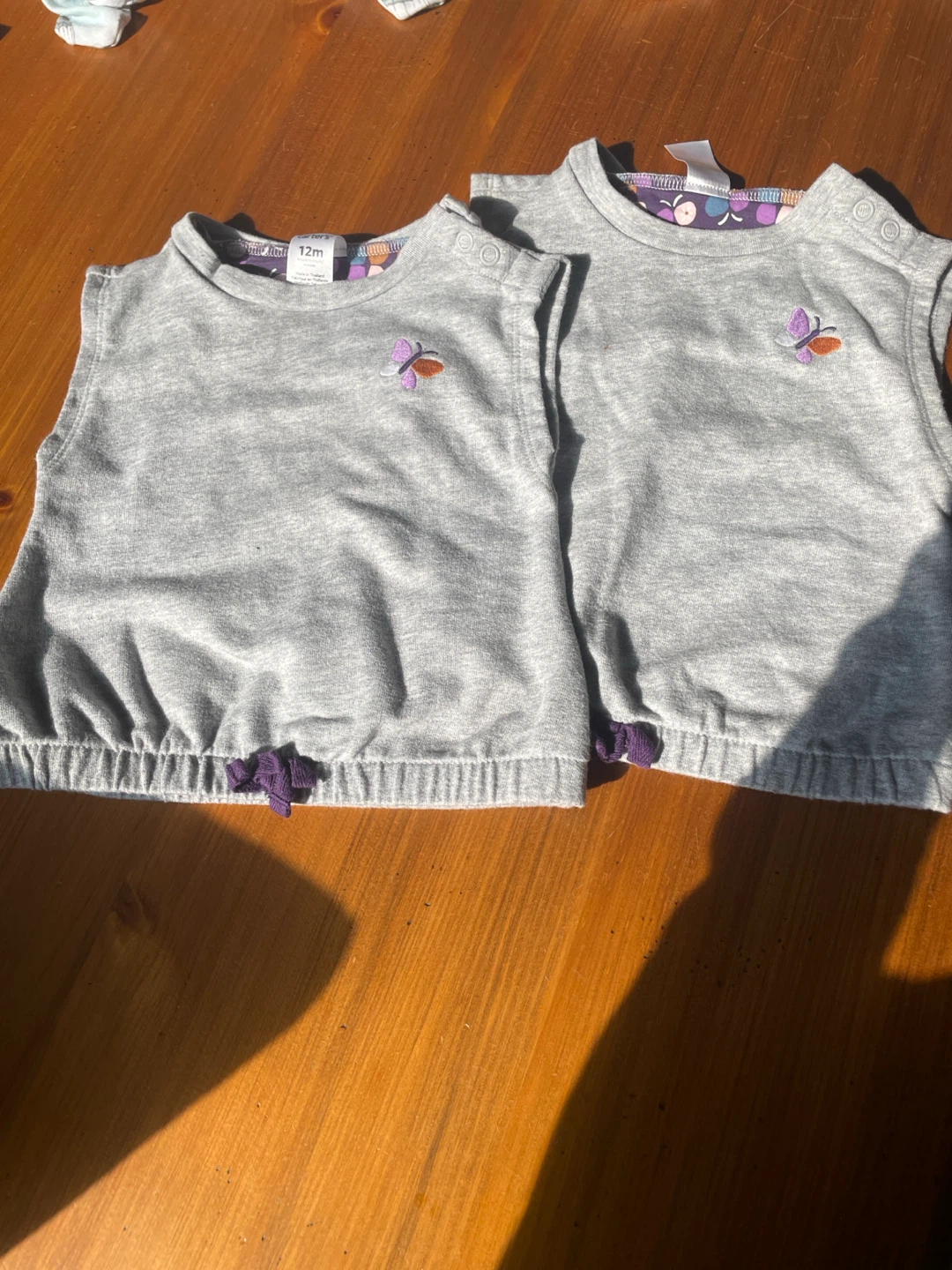 twins Carter's Grey Butterfly T-shirts - 12 Months