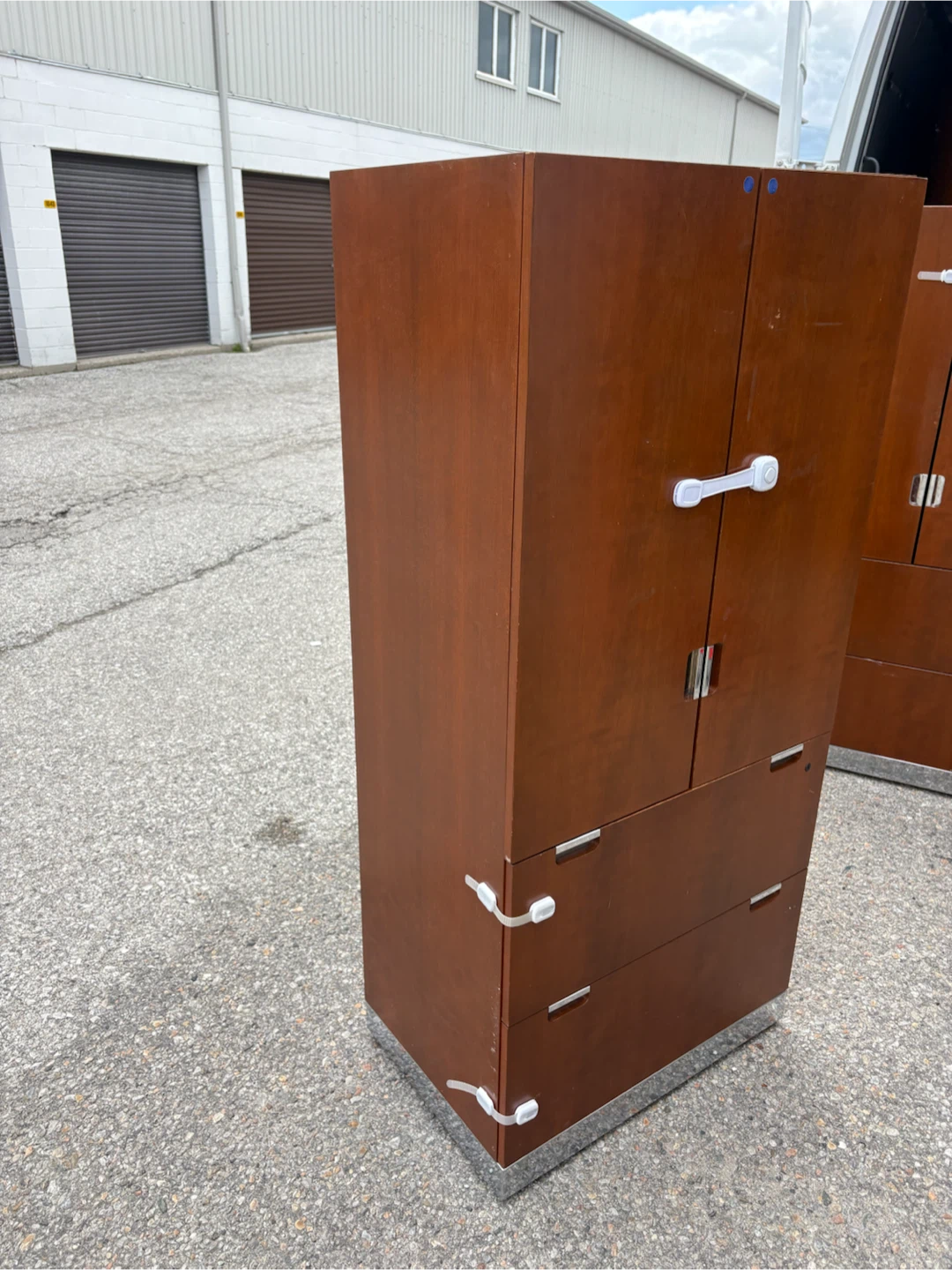 Free delivery used Wooden Cabinet with Shelves and Drawers - photo 2