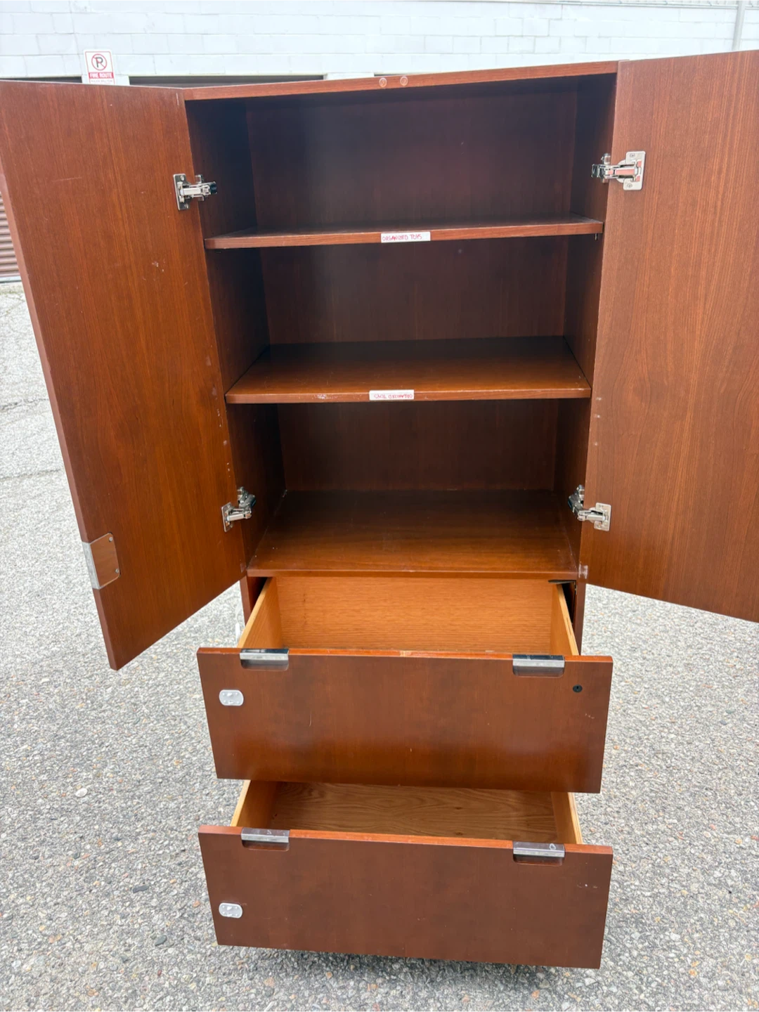 Free delivery used Wooden Cabinet with Shelves and Drawers - photo 3