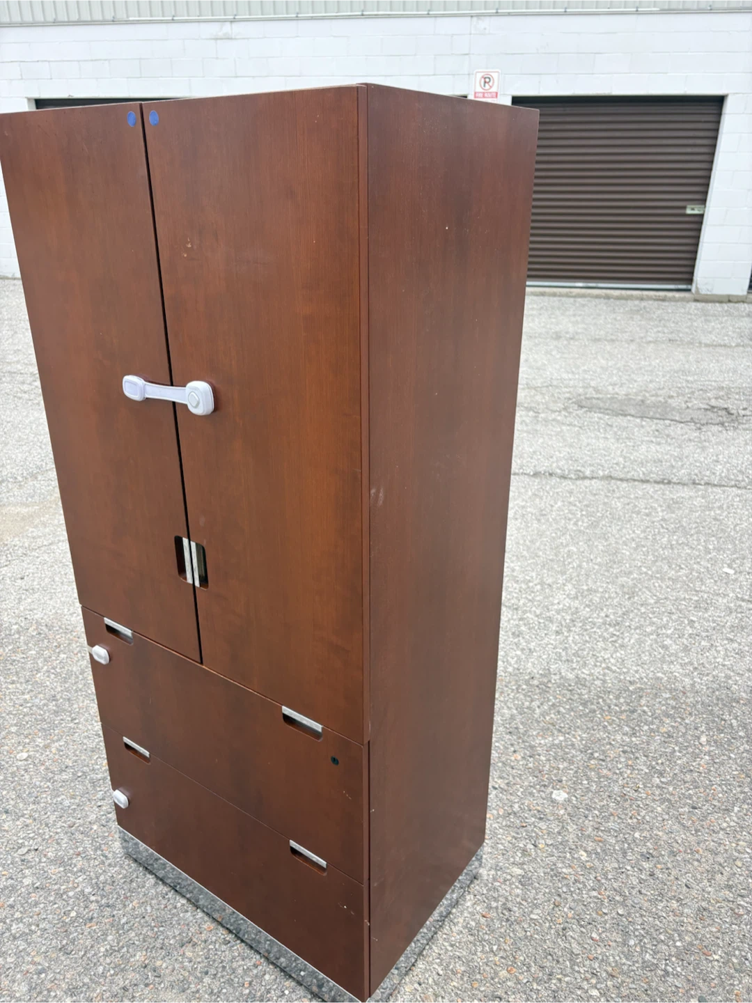 Free delivery used Wooden Cabinet with Shelves and Drawers - photo 4