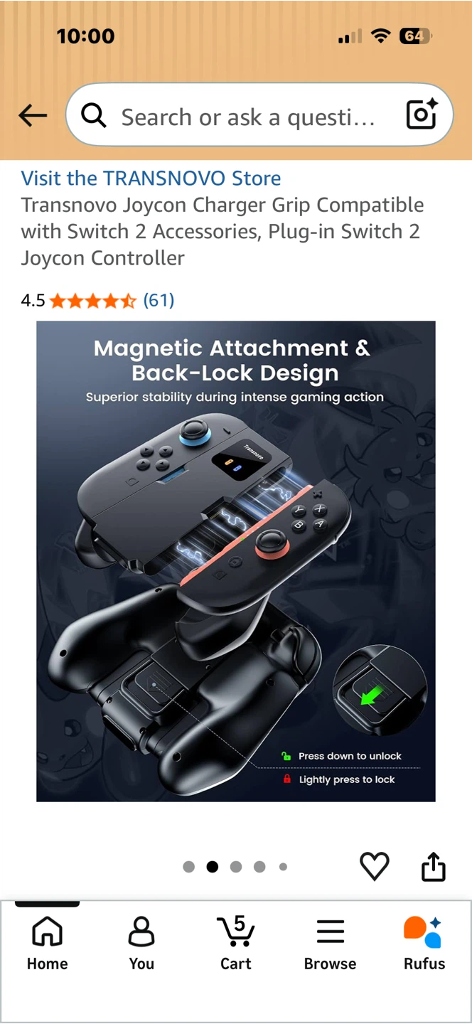Transnovo Joycon Charger Grip for Switch 2 - photo 2
