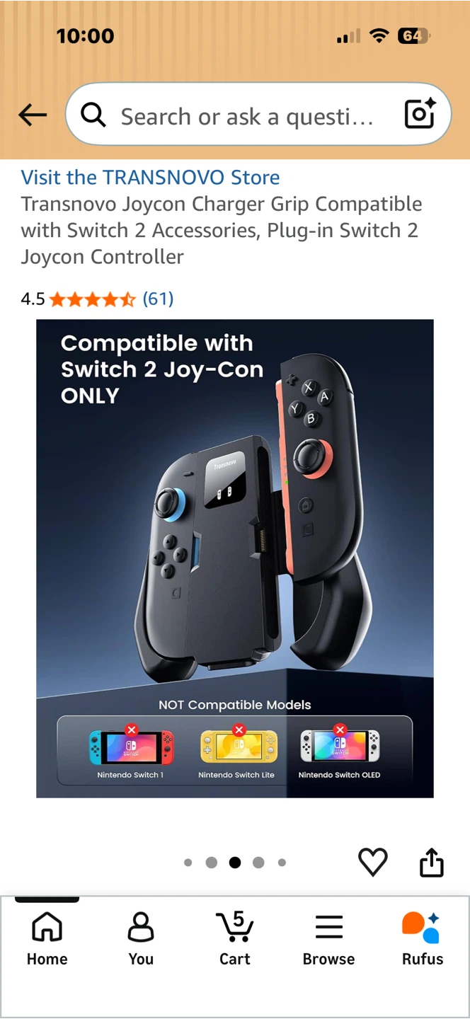 Transnovo Joycon Charger Grip for Switch 2 - photo 3