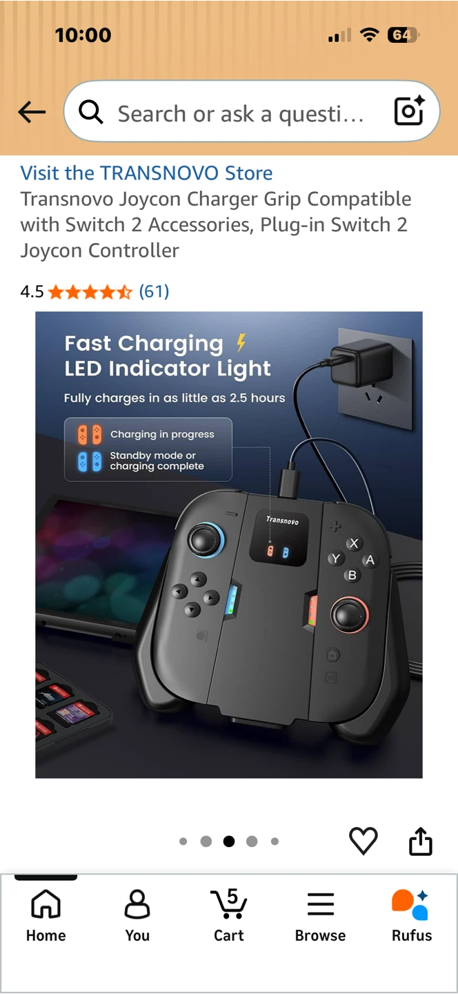 Transnovo Joycon Charger Grip for Switch 2 - photo 5