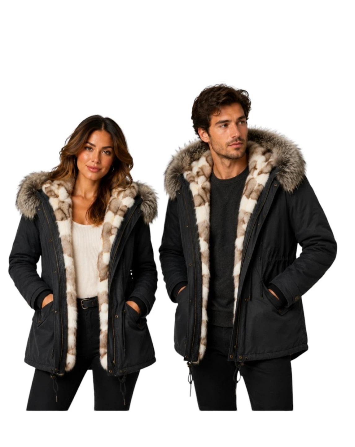 Mr&Mrs Italy Black Fur Trimmed Parka Jacket