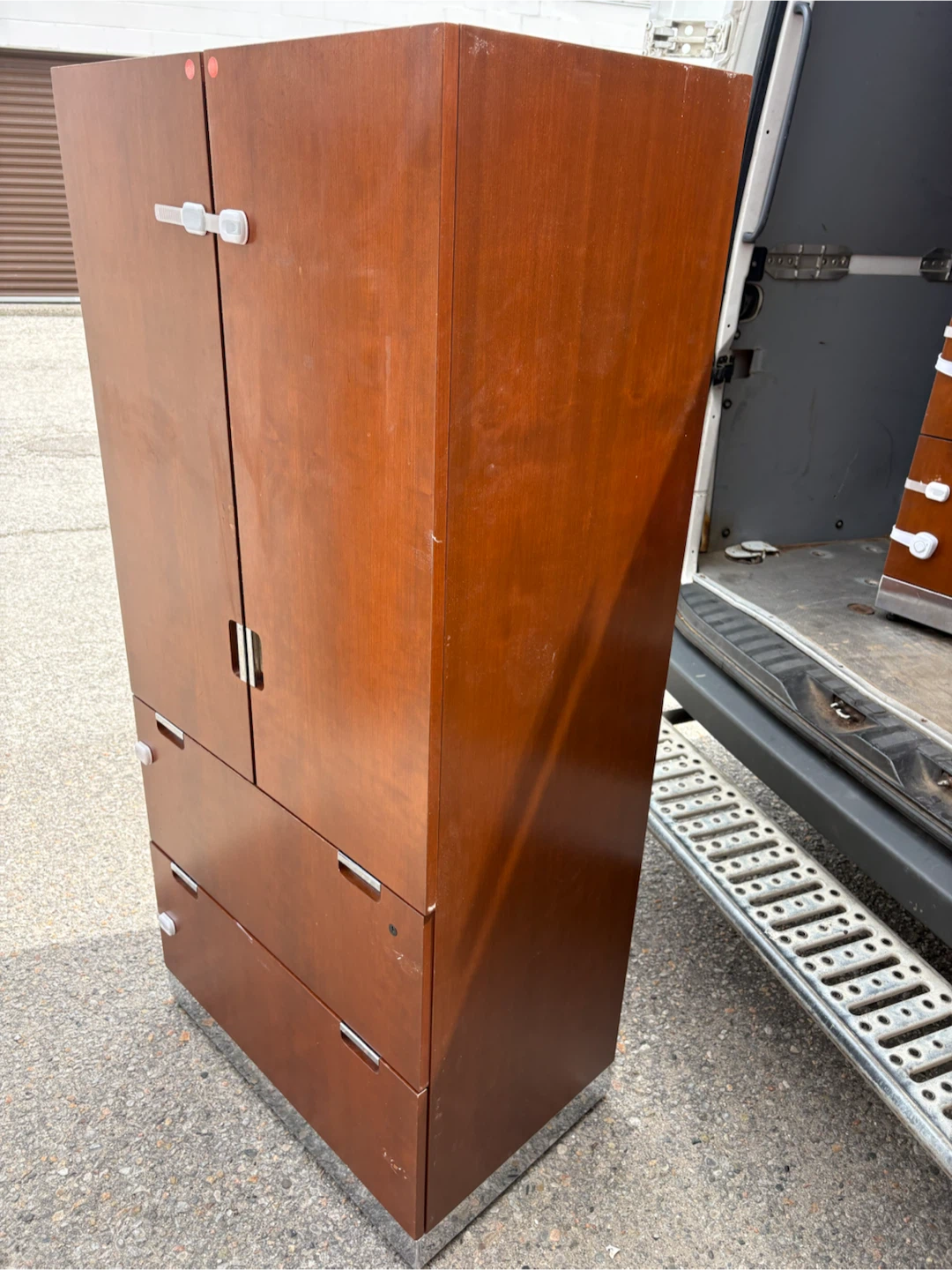 Free delivery used Wooden Cabinet with Shelves and Drawers - photo 2
