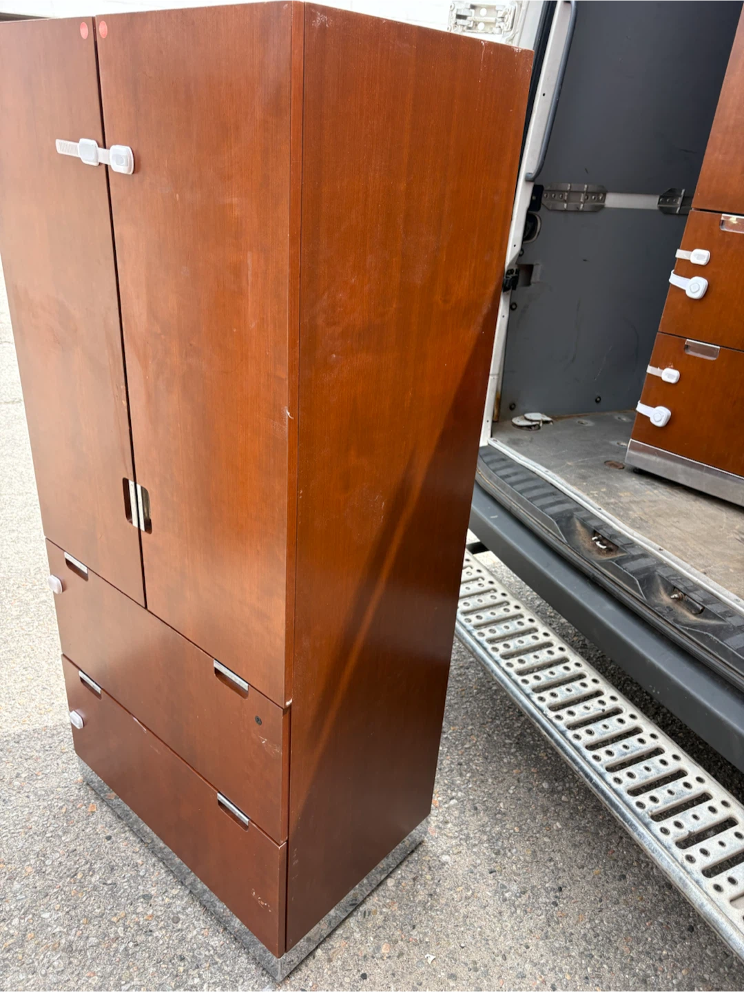 Free delivery used Wooden Cabinet with Shelves and Drawers - photo 3