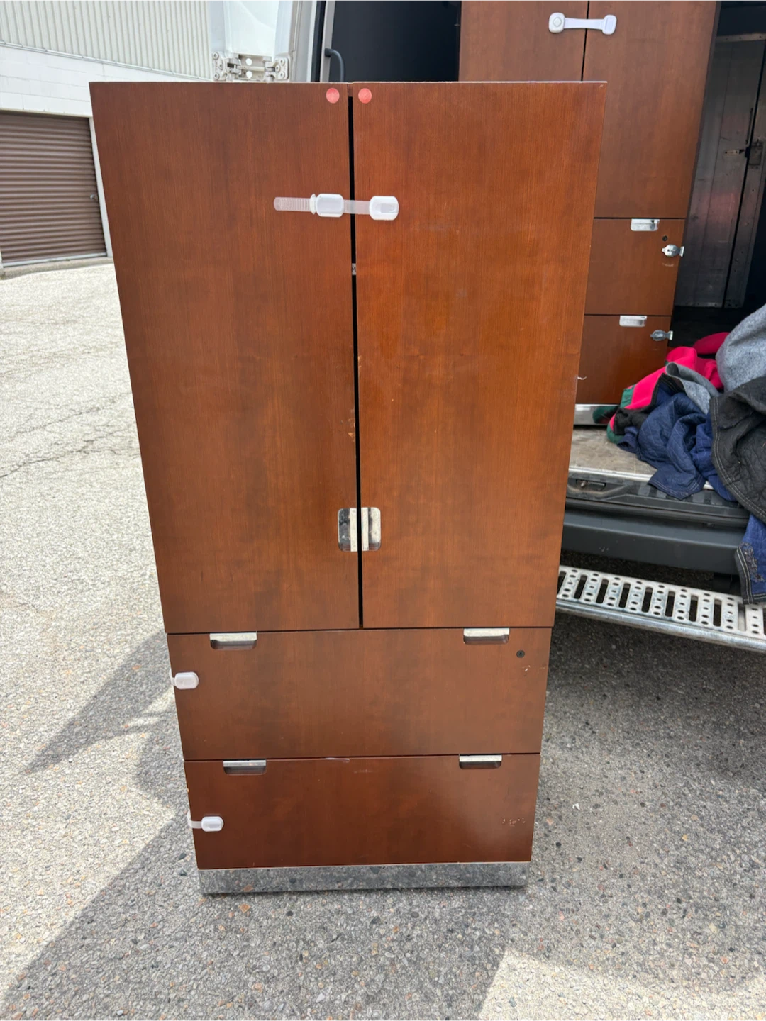 Free delivery used Wooden Cabinet with Shelves and Drawers - photo 4