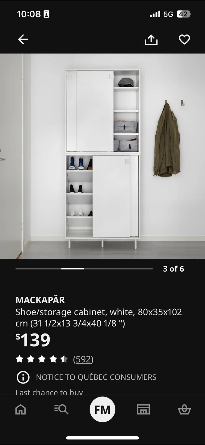 IKEA MACKAPÄR Shoe/Storage Cabinet - White - photo 5