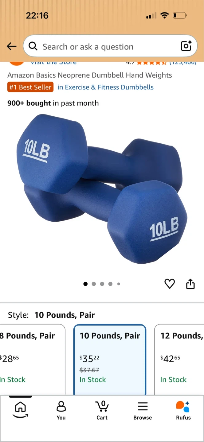 Amazon Basics Neoprene Dumbbell Hand Weights - 10 lb Pair - photo 2