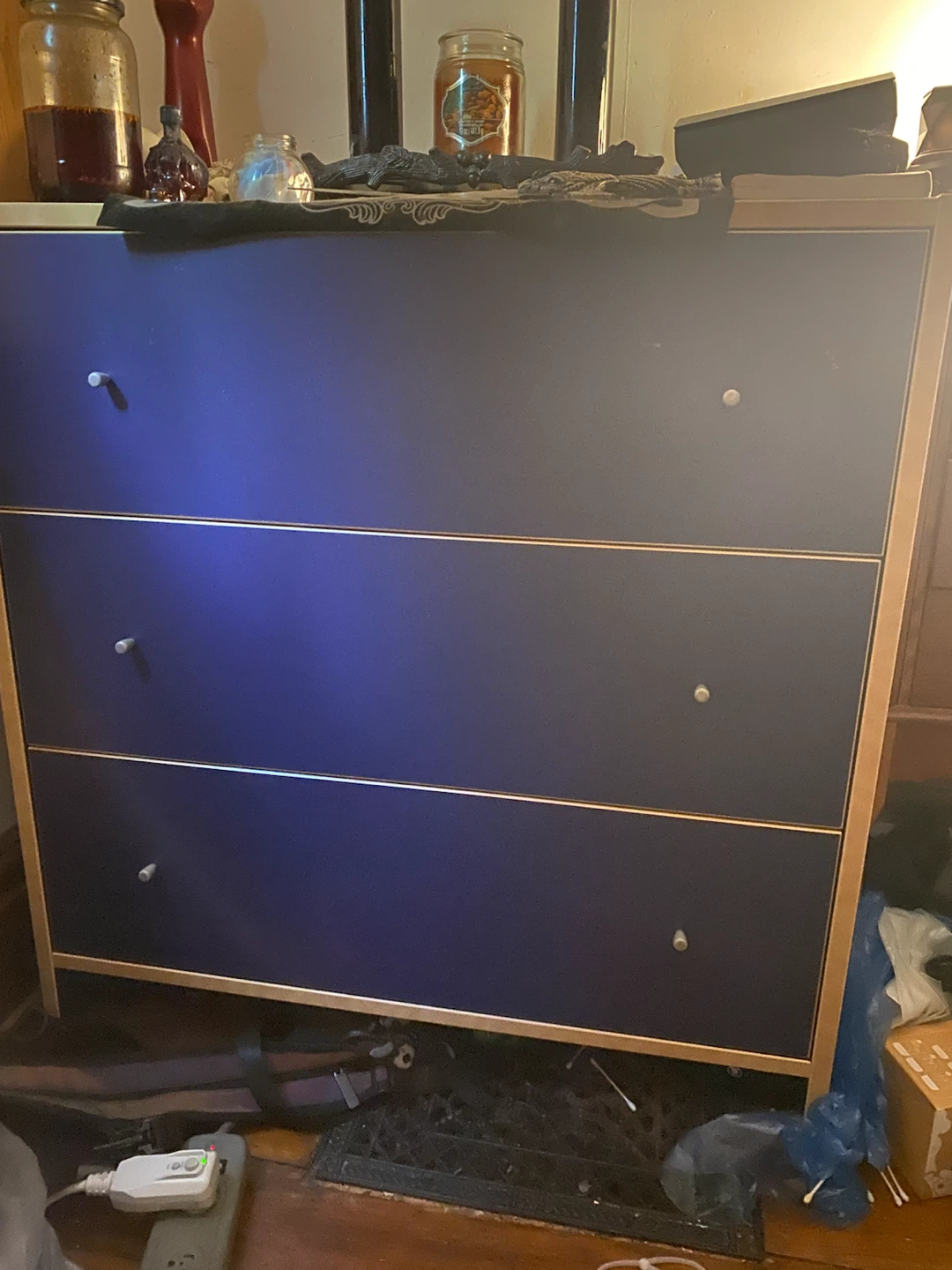 3 drawer Blue dresser x2